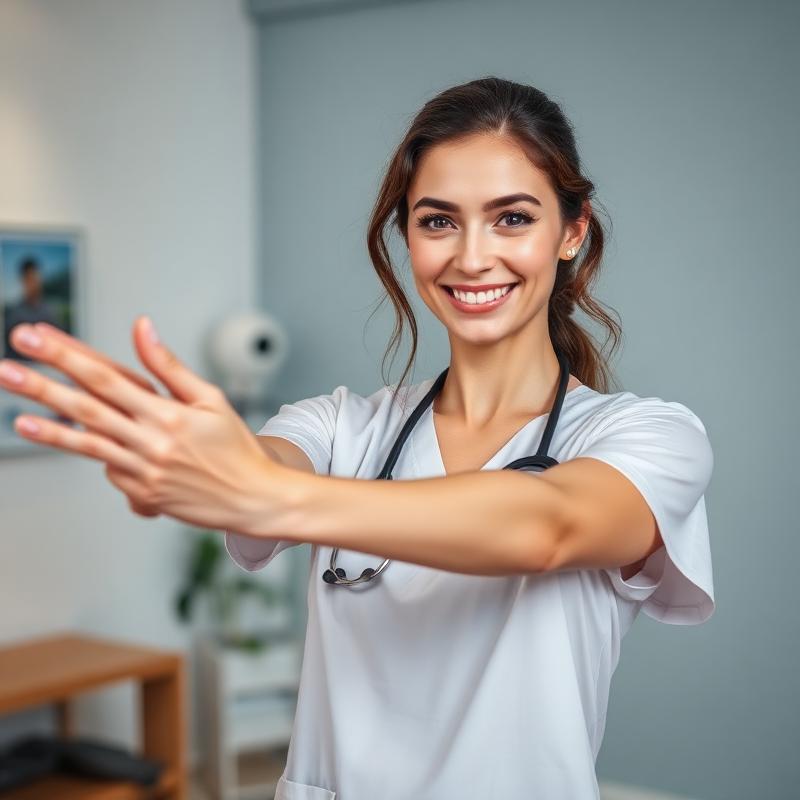 Професійна фізіотерапевт демонструє вправи