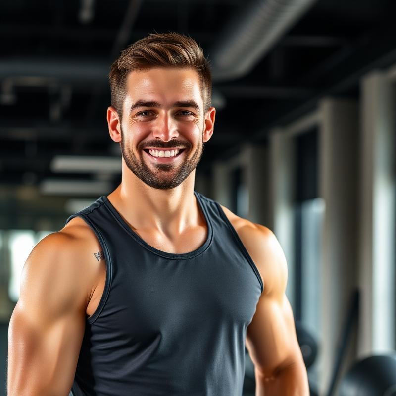 Фітнес-тренер чоловік посміхається